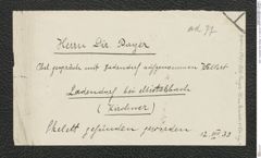 Seite 1, Eingelegte Notiz, Beilage 1 zu "Ladendorf" (NHMW-PRAE-BBB-77-Beilage-1)